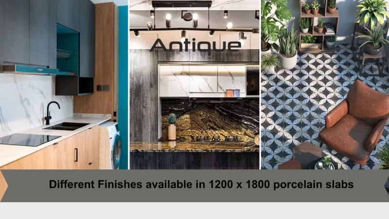 Variety of tiles available in 1200 x 1800 porcelain slabs