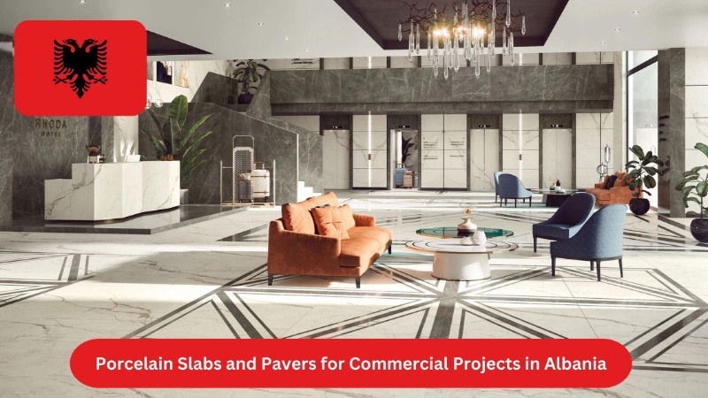 porcelain slab and paver in commercial projext