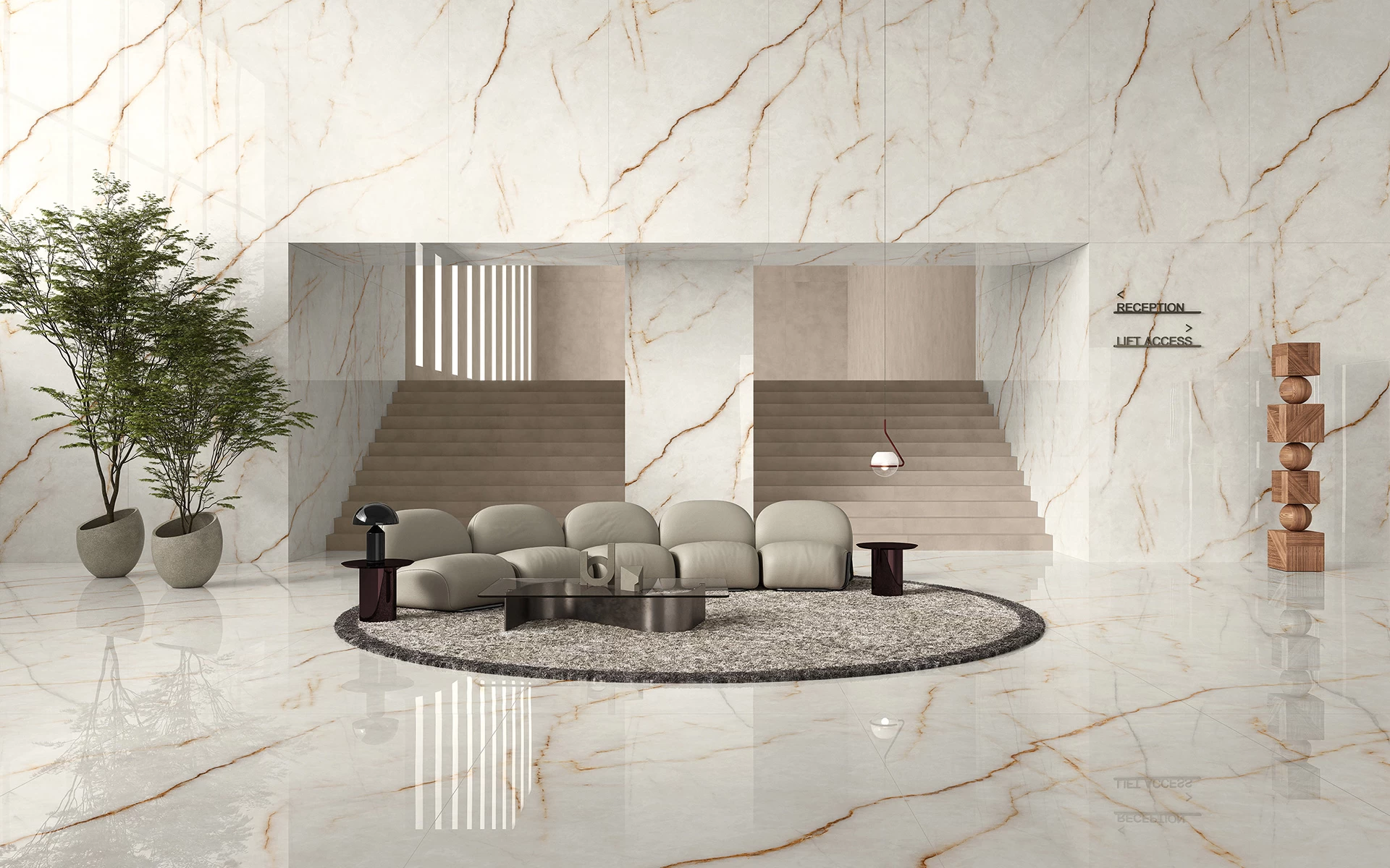 large format porcelain slabs used in modern interior design