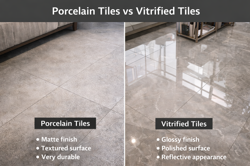 comparison of porcelain tiles and vitrified tiles flooring